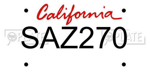 SAZ270 California License Plate