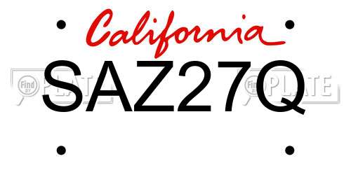 SAZ27Q California License Plate