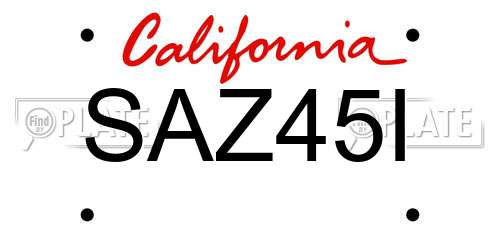 SAZ45I California License Plate