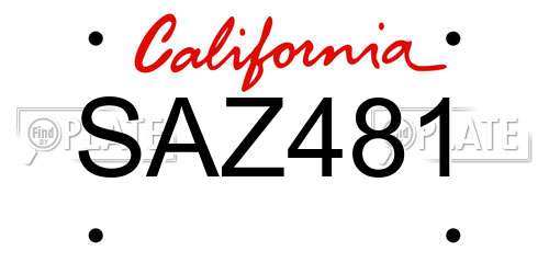 SAZ481 California License Plate