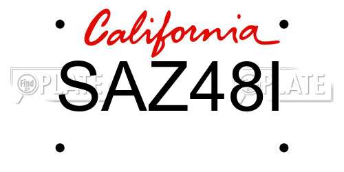 SAZ48I California License Plate