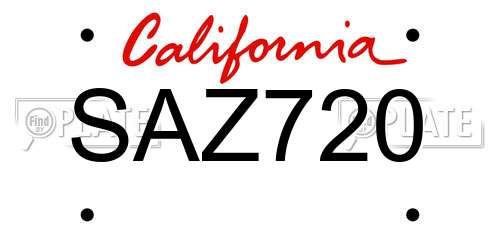 SAZ720 California License Plate