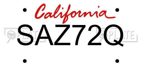 SAZ72Q California License Plate