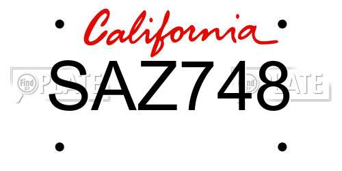 SAZ748 California License Plate