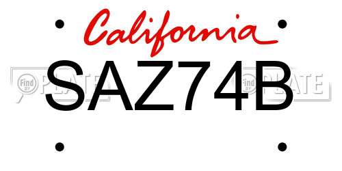 SAZ74B California License Plate