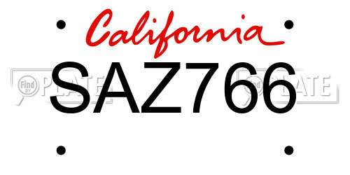 SAZ766 California License Plate