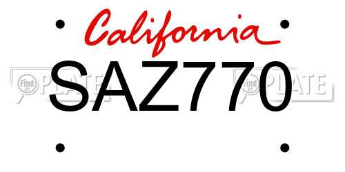 SAZ770 California License Plate