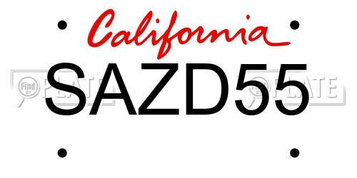 SAZD55 California License Plate