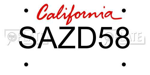 SAZD58 California License Plate