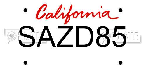 SAZD85 California License Plate