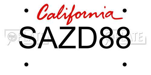 SAZD88 California License Plate