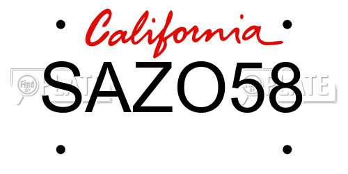 SAZO58 California License Plate