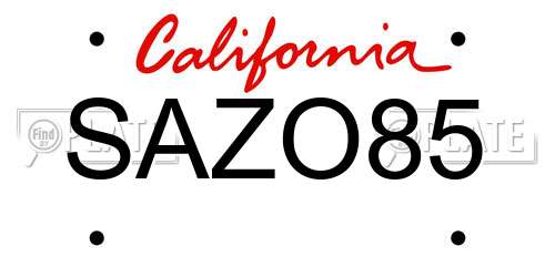 SAZO85 California License Plate