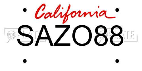 SAZO88 California License Plate