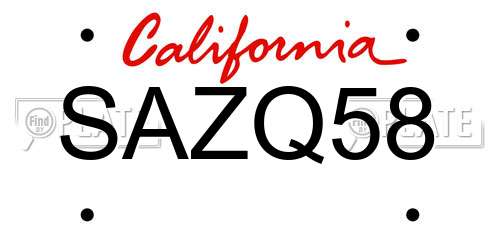 SAZQ58 California License Plate