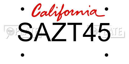 SAZT45 California License Plate