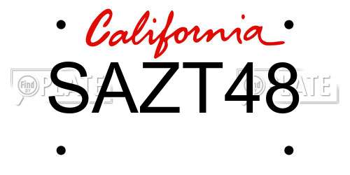 SAZT48 California License Plate