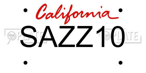 SAZZ10 California License Plate