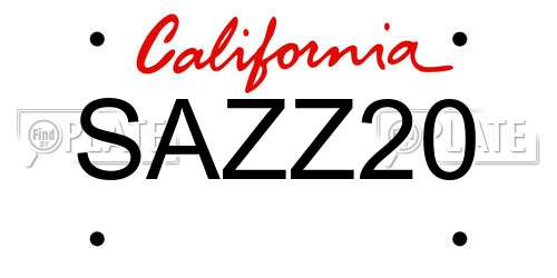 SAZZ20 California License Plate
