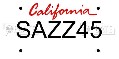 SAZZ45 California License Plate