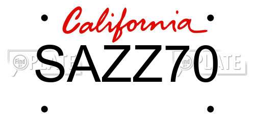 SAZZ70 California License Plate