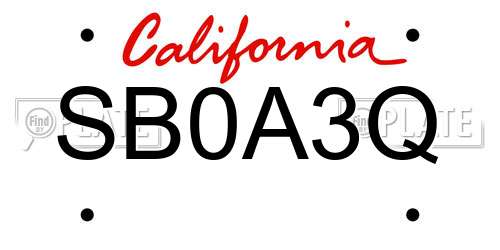 SB0A3Q California License Plate