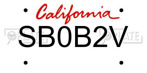 SB0B2V California License Plate