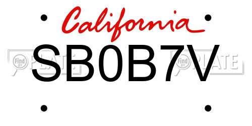 SB0B7V California License Plate