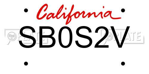 SB0S2V California License Plate