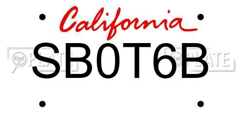 SB0T6B California License Plate