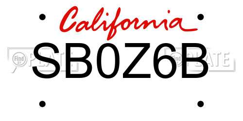 SB0Z6B California License Plate