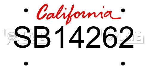 SB14262 California License Plate