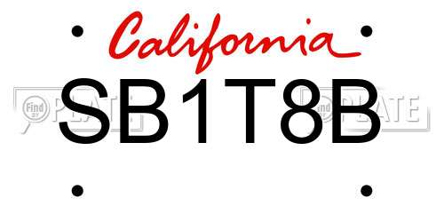 SB1T8B California License Plate