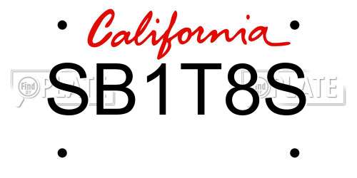 SB1T8S California License Plate