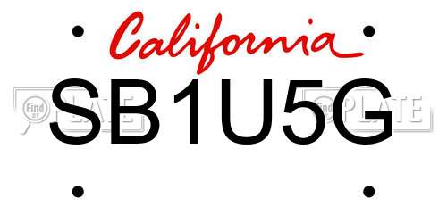 SB1U5G California License Plate