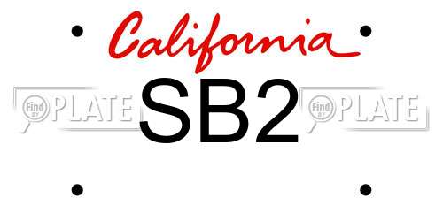 SB2 California License Plate