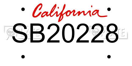 SB20228 California License Plate