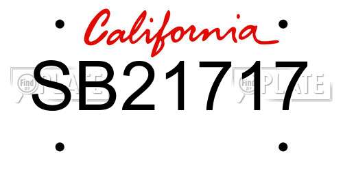 SB21717 California License Plate