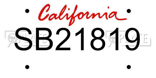 SB21819 California License Plate