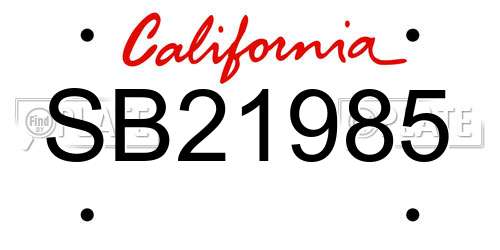 SB21985 California License Plate