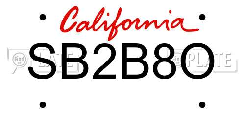 SB2B8O California License Plate