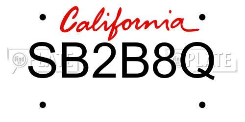 SB2B8Q California License Plate