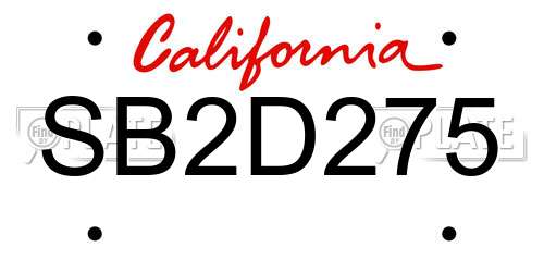 SB2D275 California License Plate