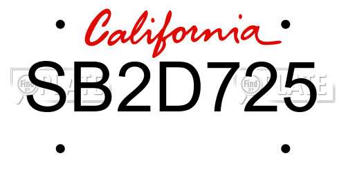 SB2D725 California License Plate