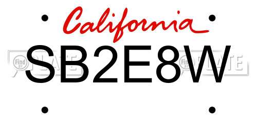 SB2E8W California License Plate
