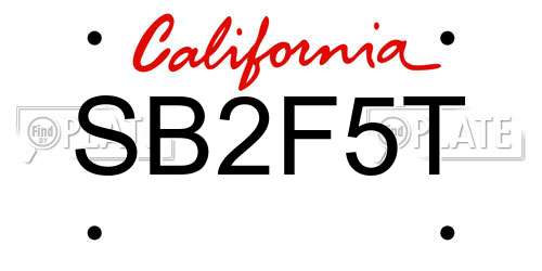 SB2F5T California License Plate