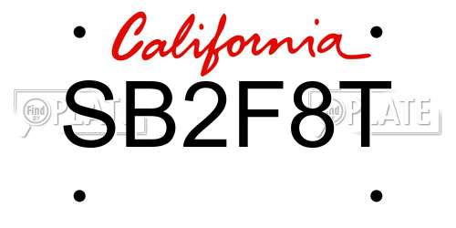SB2F8T California License Plate
