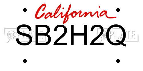 SB2H2Q California License Plate
