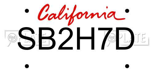 SB2H7D California License Plate