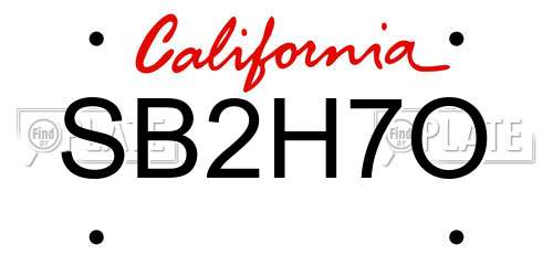SB2H7O California License Plate